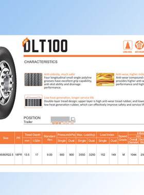 双星耐磨载重真空轮胎295/80R22.5DLT100花纹卡客车轮胎四线花纹