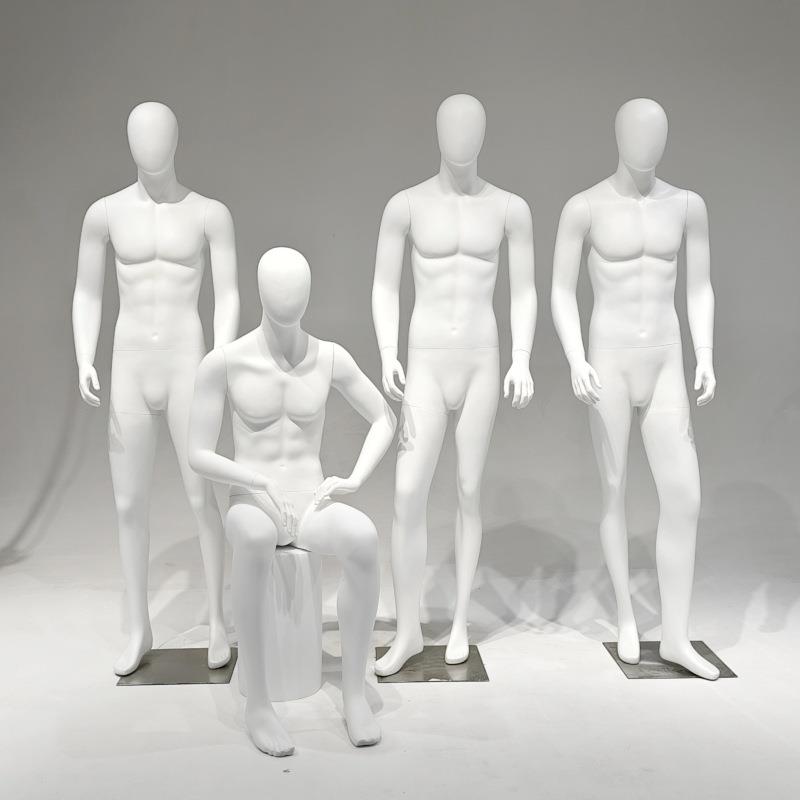 玻璃钢男模特道具哑光白色男模特全身男装店模特西装展示假人模特
