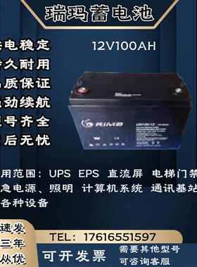 RIMA瑞玛蓄电池UN-12V100AH 监控 消防机柜 UPS电源主机 电梯门禁