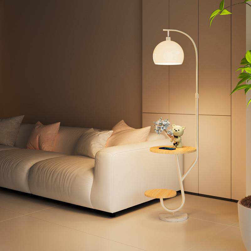 中古落地灯客厅沙发旁边奶油风落地台灯卧室氛围床头柜台灯一体灯