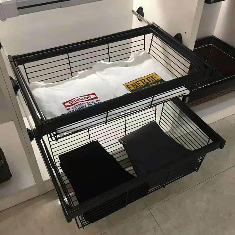 厂家直销ll抽屉式衣柜拉篮衣帽间收纳多功能推拉储物篮藤篮伸缩裤