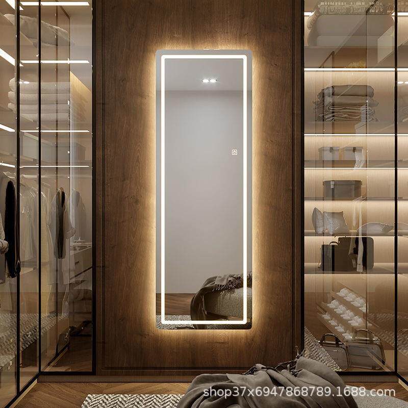 智能镜子家用全身穿衣镜led带灯触摸屏打孔挂墙镜无框时尚试衣镜