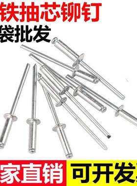 全铁开口型抽芯铆钉圆头碳钢镀锌拉铆钉铁拉钉钢制抽心钉钢卯钉直
