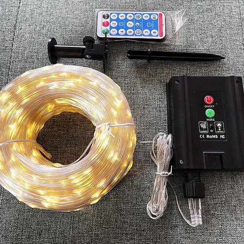 新款直销LED太阳能皮线灯小彩灯闪灯串户外防水遥控软皮线露营节