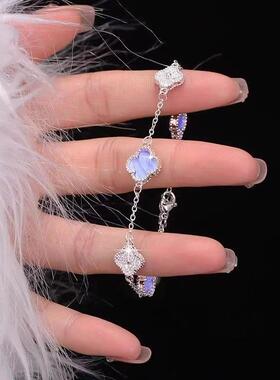 合金满钻四叶草手链女ins轻奢高级感小众精致手串个性百搭手饰品