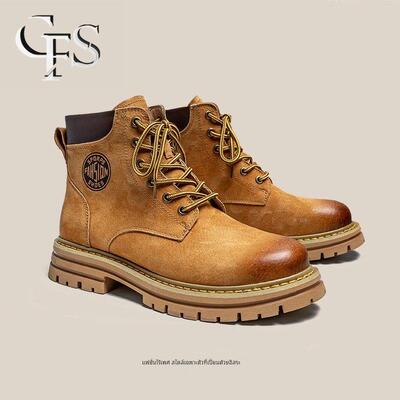 香港GFS马丁靴男士春秋情侣款高帮厚底增高户外防滑踢不烂大黄靴
