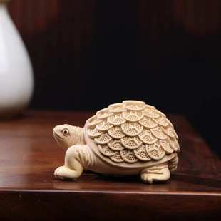 饰根雕工艺礼品 金钱龟小叶黄杨招财手把件文玩摆件工艺品客厅装