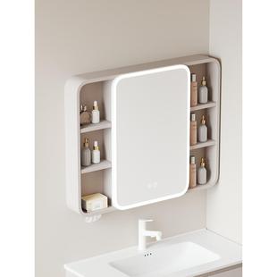 桦崟太空铝圆角浴室镜 柜 智能灯光除雾镜子挂墙式收纳储物 柜 卫生间镜箱摆件饰品床笠拉车