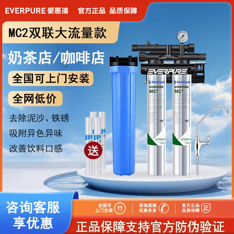 美国爱惠浦MC2双联净水器奶茶店咖啡制冰机大流量直饮商用直饮机