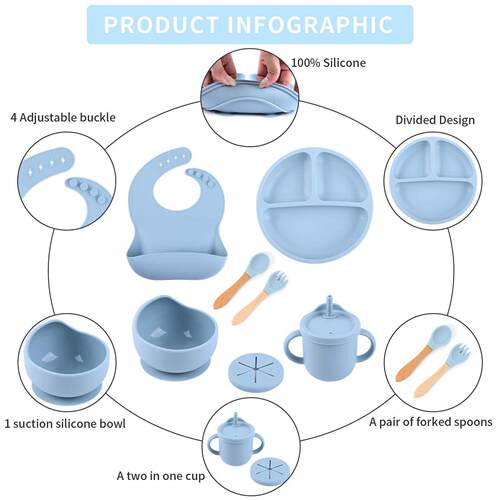 Children's silicone tableware set 儿童硅胶餐具套装