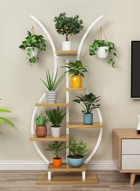 客厅落地式阳台花架置物架室内用多层架子铁艺花带轮花GT1289家花