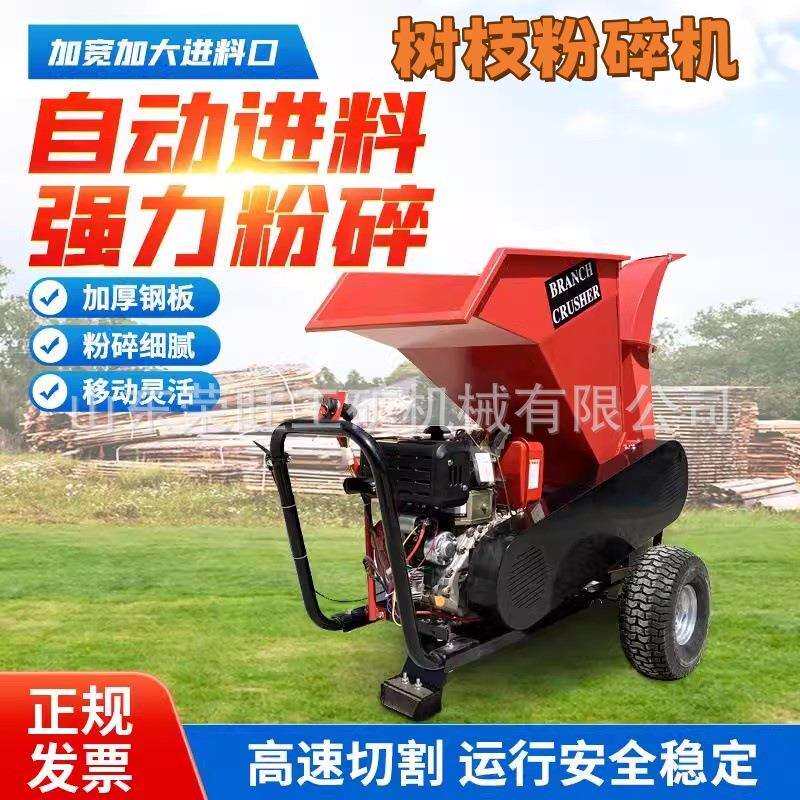 树枝粉碎机小型移动式电动220V汽柴油秸秆木材果园葡萄枝条碎枝机