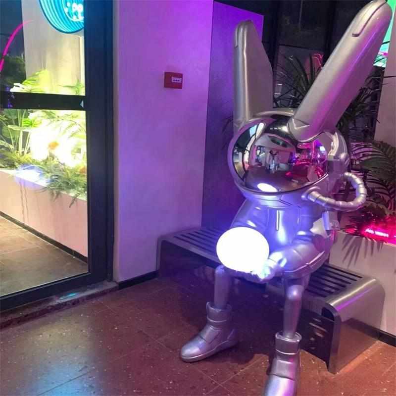 网红robbi月光兔大摆件玻璃钢雕塑室外KTV户外创意家居装饰太空兔