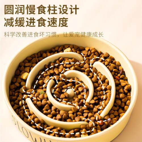 新款直销大号陶瓷狗粮慢食碗狗圆形中大型犬狗狗食盆猫碗高脚宠物