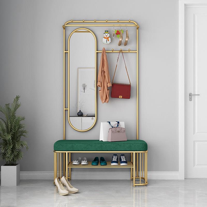 卧室鞋柜架门口入户落地挂衣凳穿衣镜一体多功能北欧换鞋
