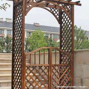 花园门户外庭形WBG院装饰防腐木碳化拱葡萄架半圆格花架网子爬藤