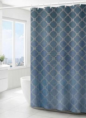 浴轻涤纶帘银烫春免压打孔亚纺结奢浴室中国帘隔断时尚防水银