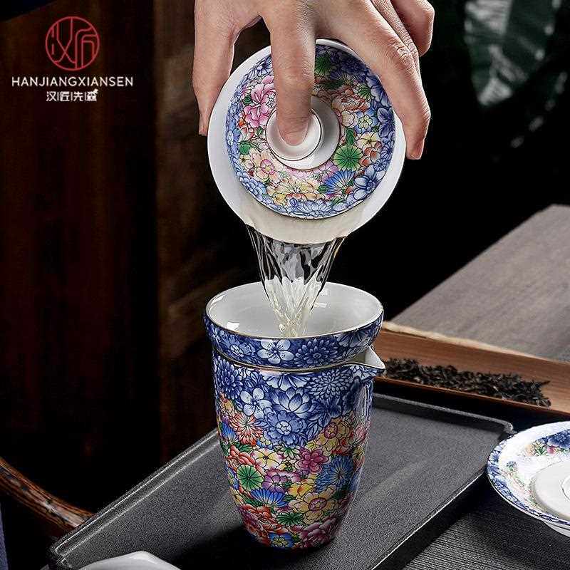 新款直销德化白瓷琳琅彩三才盖碗陶瓷简约欧式功夫茶碗茶杯大号白