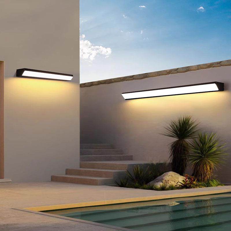 太阳能户外壁灯长条人体感应超亮免打孔防水庭院车库阳光室外照明