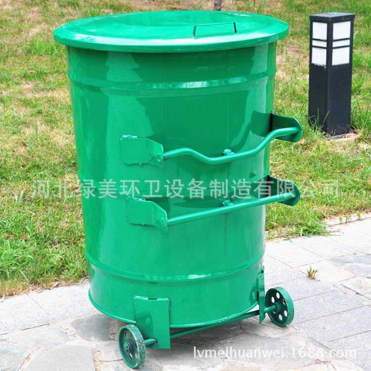 240L垃圾箱铁质圆形垃圾桶360升挂车垃圾箱厂家