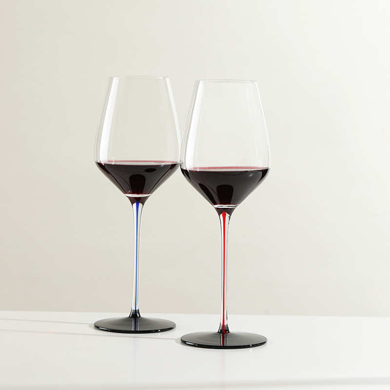 新款红亭黑底纯手工制作水晶酒杯欧式轻奢蓝亭黑底水晶酒杯