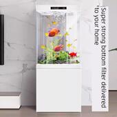 鱼缸客厅中小型生态底滤落地壁挂式 方形水族 家居景观超白玻璃立式