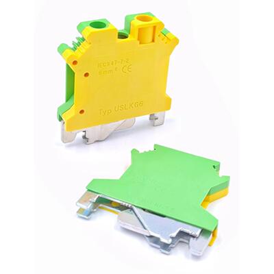 USLKG2.5/3/5/6/10/16双色黄绿接地端子UK2.5B导轨电压接线端子排