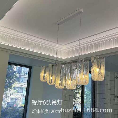 玻璃餐厅一字吊灯意式极简高端长条吊灯后现代样板间岛台吧台灯