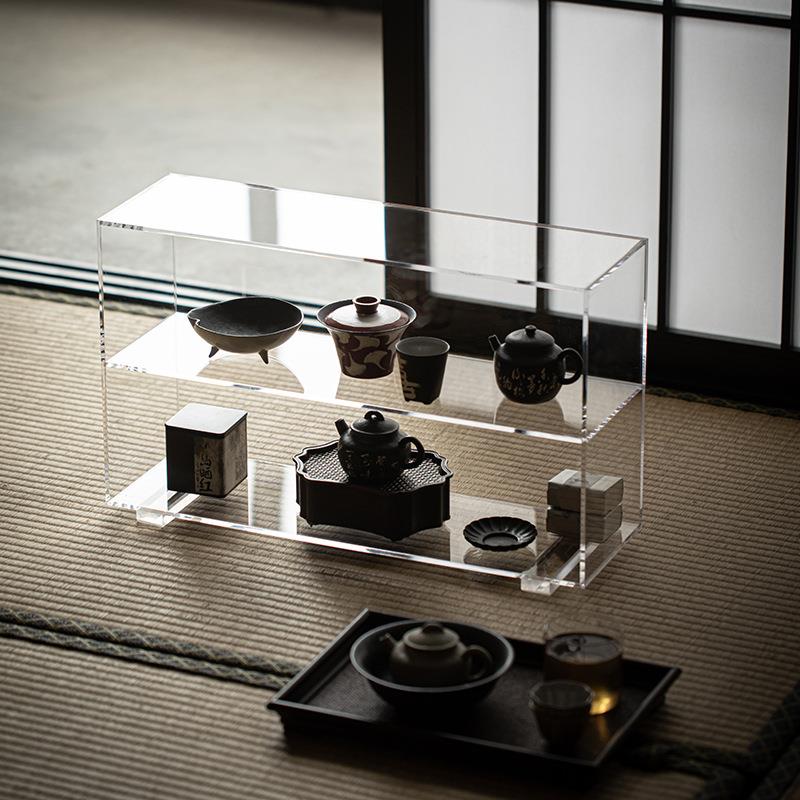 亚克力茶具置物架家用透明茶具收纳架茶杯茶壶展示架带背板