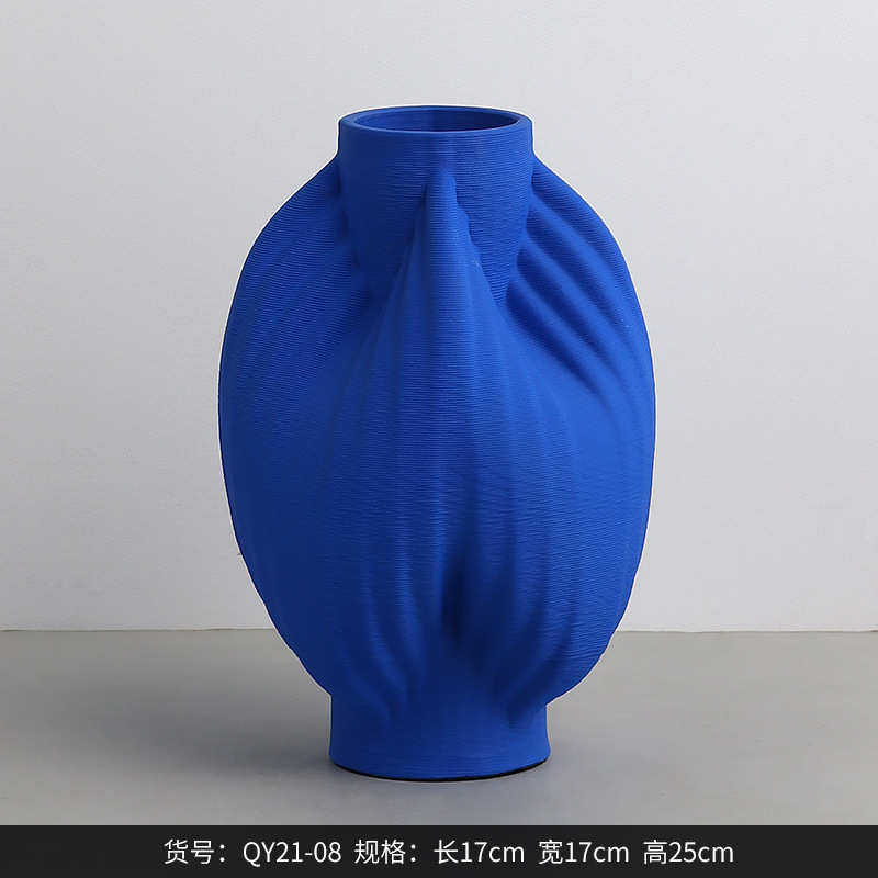 Best west 克莱因蓝3D打印陶瓷花瓶 家居软装客厅花器高档装饰品,家居饰品,花瓶,淘宝优惠券,粉丝福利购,淘宝优惠卷