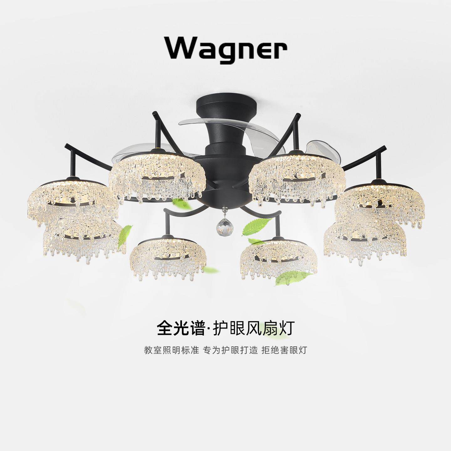 客厅吊扇灯2025新款轻奢高级感大厅吊扇灯意式极简黑色灯扇一体灯