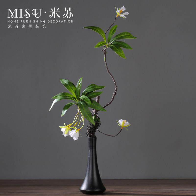 新中式陶瓷花瓶摆件彷真花马醉木枯藤条假花茶室电视柜花艺装饰品