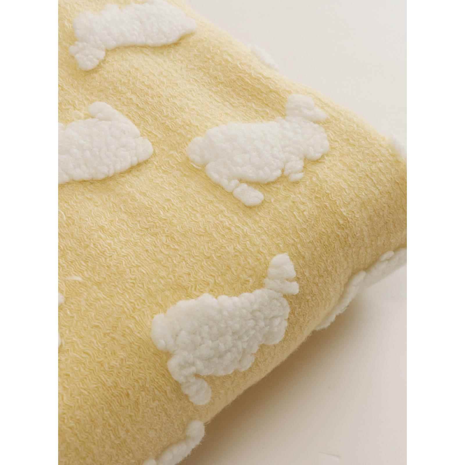 针织仿毛呢暖黄色可爱兔子提花面料女童外套卫衣斗篷手工diy布