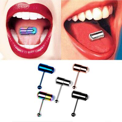 1Piece Surgical Steel Vibrating Tongue Ring 16G Tongue Pierc