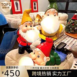 饰氛围感客厅卧室小矮人创意摆件灯 Keijo圣诞老人台灯北欧装