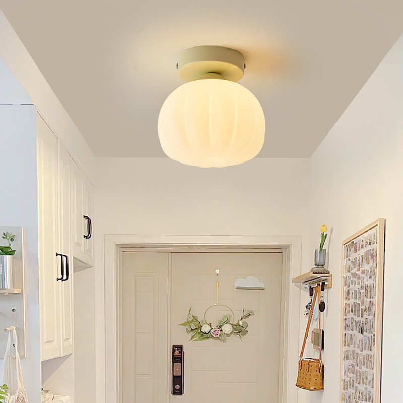 奶油风过道吸顶灯日式复古南瓜灯入户玄关门厅灯温馨走廊阳台灯