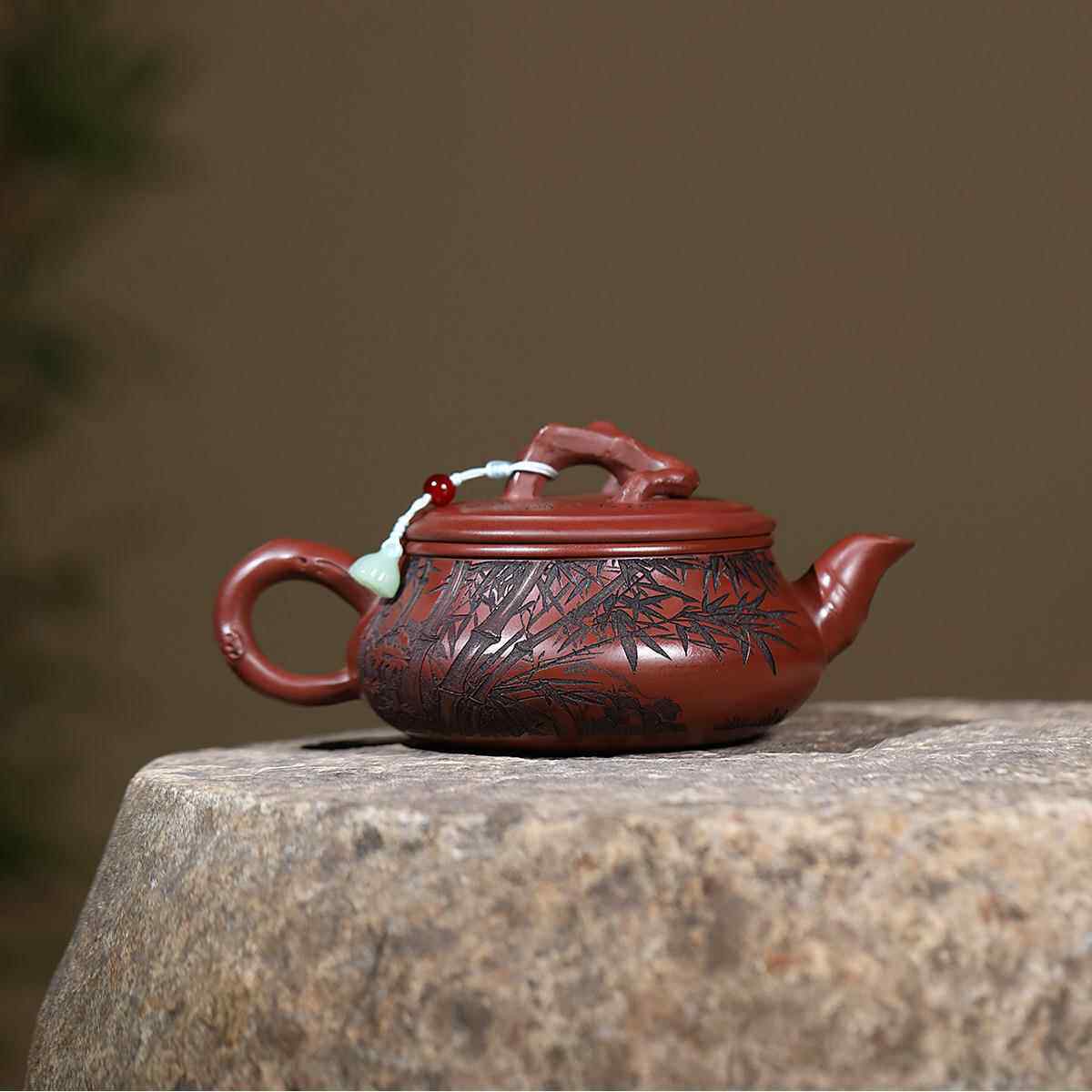 密文发宜兴紫货砂壶匠人工制作原矿龙血红梅扁鼓高ZHIFU-58端茶砂