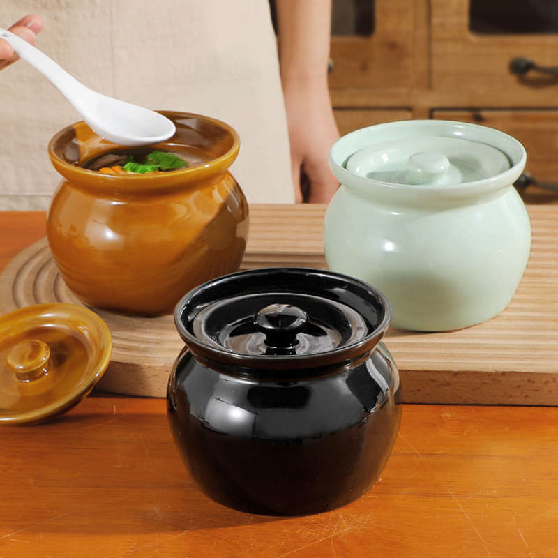 瓦罐炖盅家用新款隔水炖一人份蒸蛋专用带盖食品级陶瓷煨煲汤蒸盅