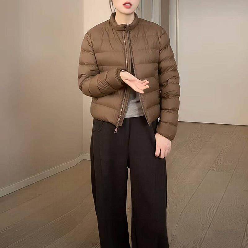 欧洲站轻薄立领羽绒棉服女2025年冬季新款小个子短款百搭保暖外套