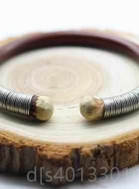 高档天藤记925纯银鸡侣血藤手无镯 孤品西藏男女款有节木节情款藤