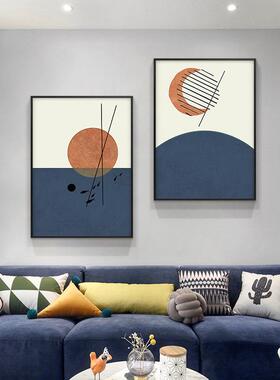 NEA日月同辉现代抽象落线挂画客玄厅简约几何条大幅装饰画关地摆