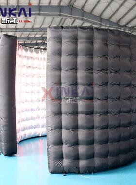 新凯工厂直销充气照相亭墙黑色弧形墙 LED充气360度背景圆形墙