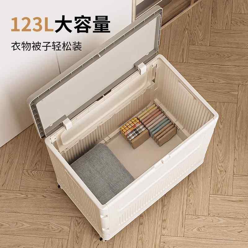 衣服收纳箱大用容量家翻盖HE068带滑轮可折叠筐物被整理子储物衣