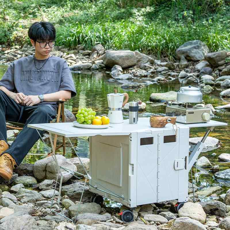 可折叠户外露营小推车拉杆轻便携买菜小拉车购物车收纳箱野餐拖车