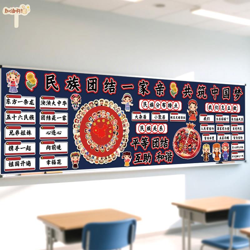 民族团结主题儿童教育校园教室黑板报布置装饰小学幼儿园班级墙贴