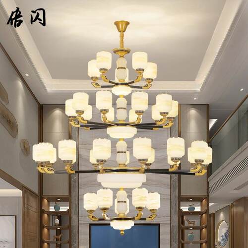 复式167楼客厅大吊灯新中式墅挑空楼中现楼别奢华气楼大梯间代简