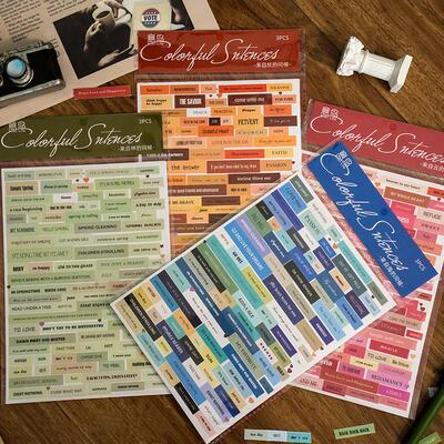 3 Pcs Vintage Text Phrases Collage Washi Stickers Pack DIY D