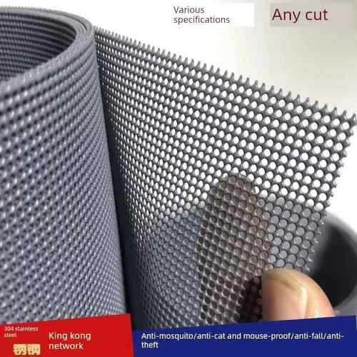 整卷金刚网防盗网沙门防蚊防鼠窗纱304D不锈钢窗纱黑白灰