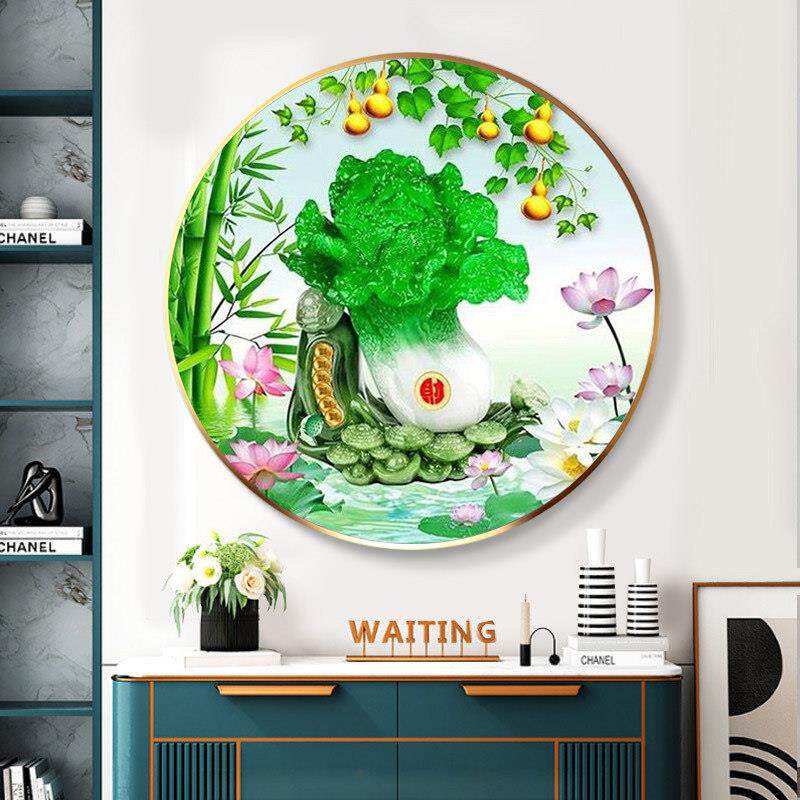 5d百财钻石画2026年新款客厅满钻葫芦白菜手工点钻十字绣饭厅圆形