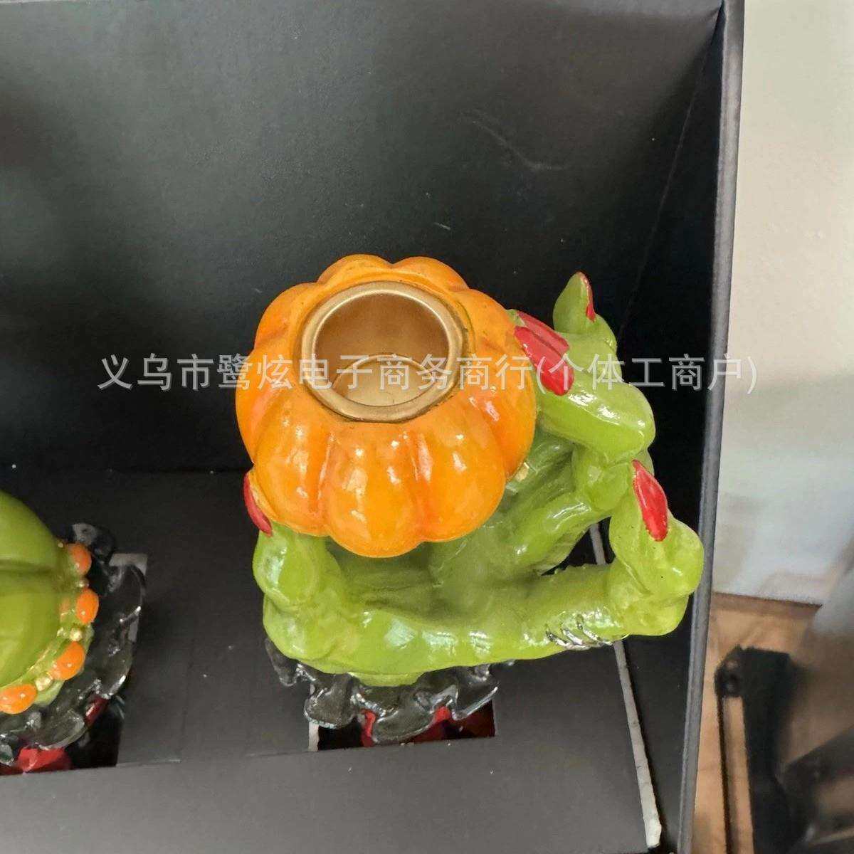 跨境新品女巫锥形烛台万圣节装饰女巫树脂工艺手和南瓜新品